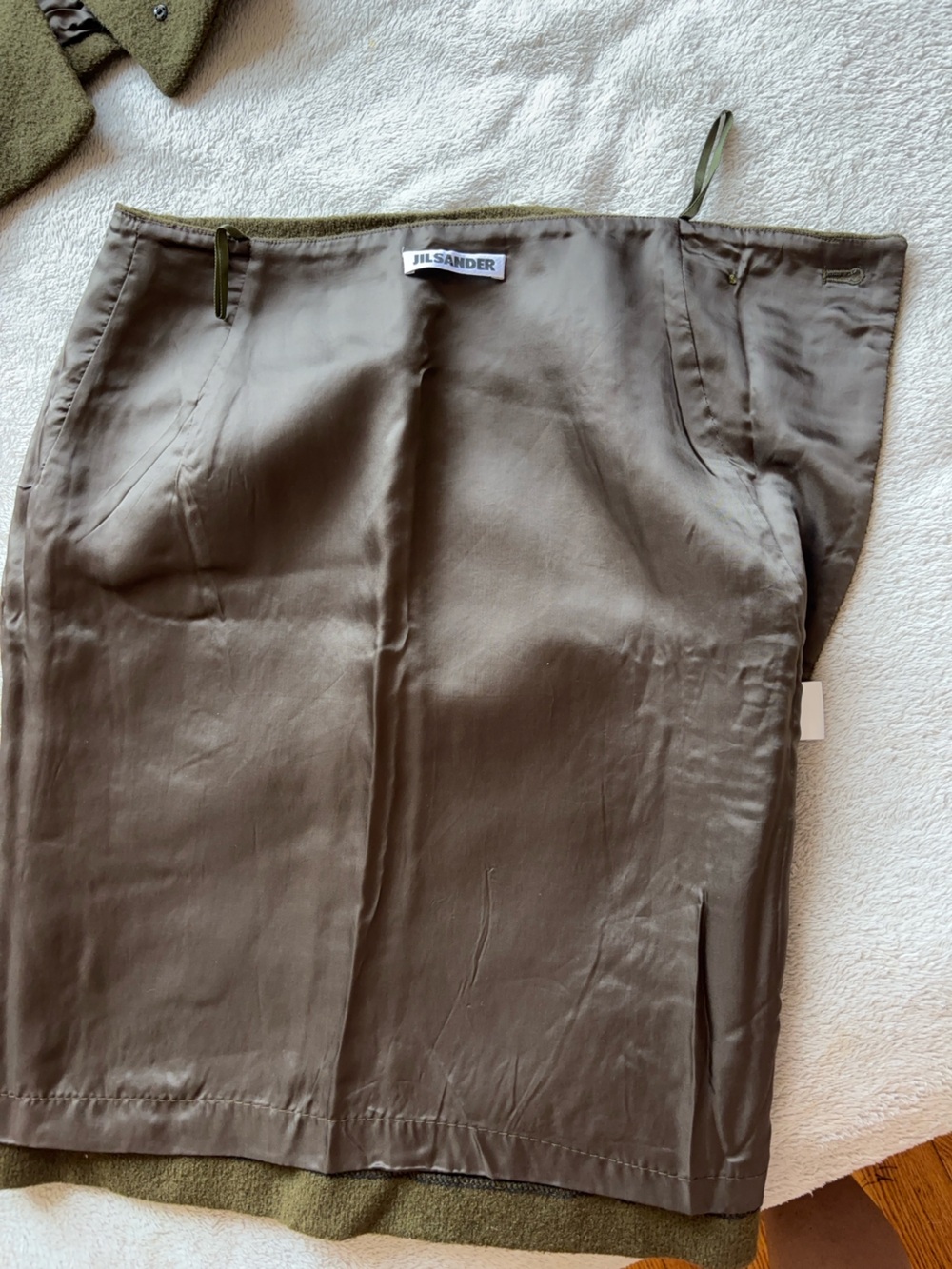 Jil Sander Olive Wool Cropped Blazer and Pencil Skirt Set - Picture 4 of 9